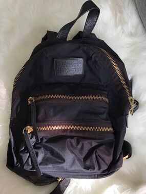 Marc by Marc Jacobs Black Nylon Mini Backpack with Gold Hardware